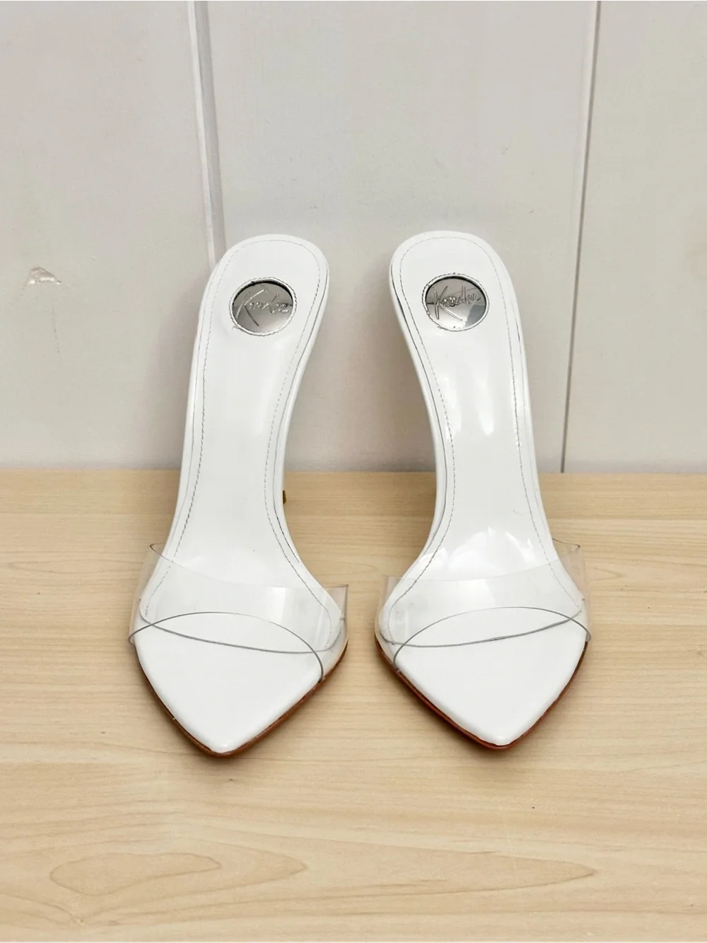 Kandee White Patent High Gloss PVC Mules Size 40